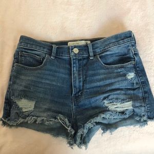 High rise medium wash shorts